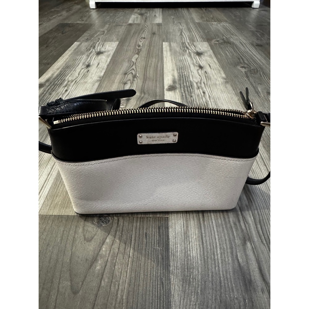 Kate Spade New York Crossbody Bag Black White Colorblock Pebbled Leather Small
